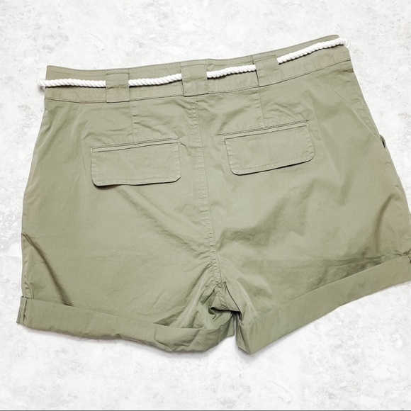 FRAME Tie Up Rolled Rope Belt Olive Green Shorts - Picture 6 of 9